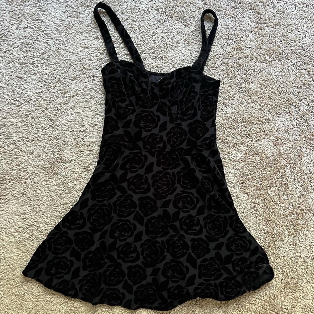 Velvet black skater dress